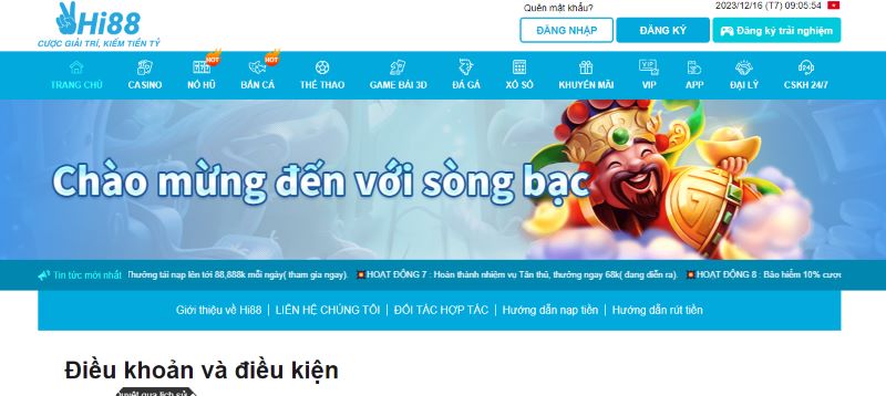 Điều khoản và điều kiện dành cho thành viên tại Hi88