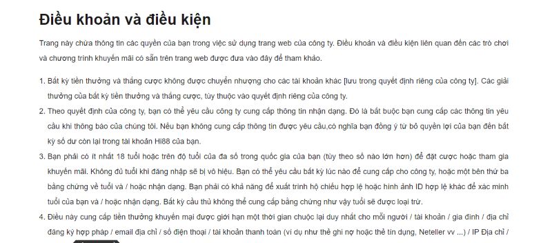 Điều khoản và điều kiện chung cho hội viên trong quá trình chơi cược